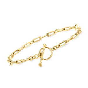 18kt Gold Over Sterling Charm-Compatible Paper Clip Link Toggle Bracelet