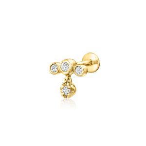 Bezel-Set Lab-Grown Diamond Flat-Back Earrings in 14kt Yellow Gold