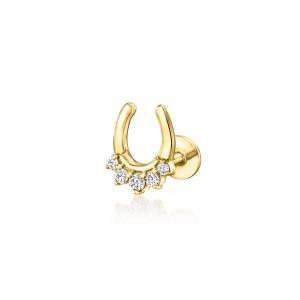 Lab-Grown Diamond Horseshoe Flat-Back Stud Earrings in 14kt Yellow Gold