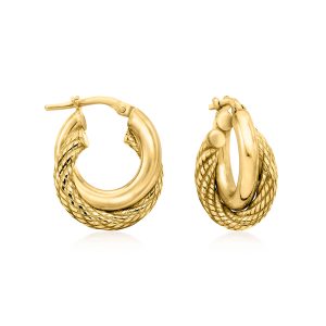 Italian 18kt Gold Over Sterling Double-Hoop Earrings. 3/4"