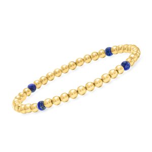4-4.5mm Lapis and 18kt Gold Vermeil Bead Stretch Bracelet