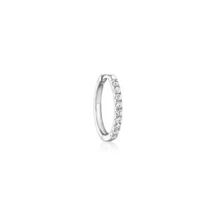 Diamond Clicker Hoop Earrings in Sterling Silver
