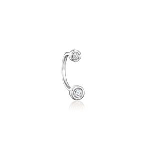 Bezel-Set Diamond U-Hoop Earrings in Sterling Silver