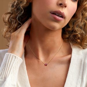 .90 Carat Lab-Grown Ruby Necklace in 18kt Gold Vermeil. 16"