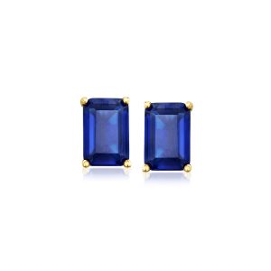 1.10 ct. t.w. Emerald-Cut Lab-Grown Sapphire Earrings in 18kt Gold Vermeil