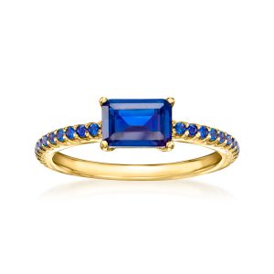 1.10 ct. t.w. Lab-Grown Sapphire Ring in 18kt Gold Vermeil
