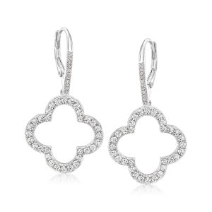 Charles Garnier 1.30 ct. t.w. CZ Clover Drop Earrings in Sterling Silver