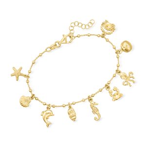 Italian 18kt Gold Vermeil Sea Life Charm Bracelet