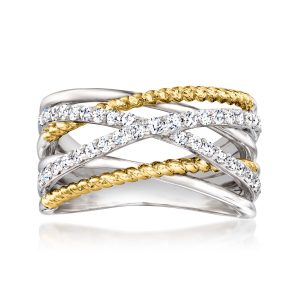 .50 ct. t.w. Lab-Grown Diamond Highway Ring in Sterling Silver and 18kt Gold Over Sterling