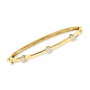 .75 ct. t.w. Emerald-Cut Lab-Grown Diamond Station Bangle Bracelet in 18kt Gold Over Sterling