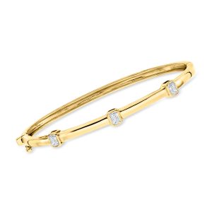 .75 ct. t.w. Emerald-Cut Lab-Grown Diamond Station Bangle Bracelet in 18kt Gold Over Sterling