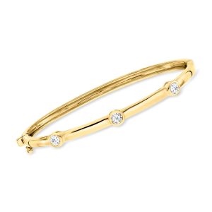 .75 ct. t.w. Round Lab-Grown Diamond Station Bangle Bracelet in 18kt Gold Over Sterling