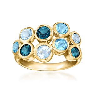 2.60 ct. t.w. Tonal Blue Topaz Bubble Ring in 18kt Gold Over Sterling