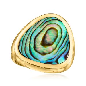 Abalone Shell Triangular Ring in 18kt Gold Over Sterling