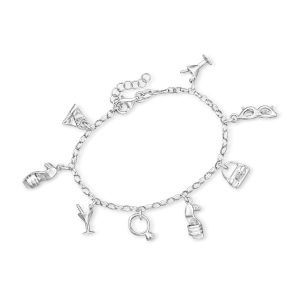 Italian Sterling Silver Fashion-Inspired Charm Bracelet. 7"