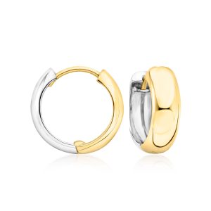Sterling Silver and 18kt Gold Over Sterling Reversible Hoop Earrings. 5/8"