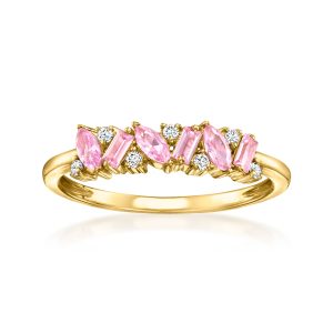 .30 ct. t.w. Lab-Grown Pink Sapphire Ring with Lab-Grown Diamonds in 18kt Gold Vermeil