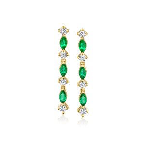 .30 ct. t.w. Lab-Grown Emerald and .30 ct. t.w. Lab-Grown Diamond Drop Earrings in 18kt Gold Vermeil
