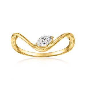 .20 Carat Marquise Lab-Grown Diamond Wave Ring in 18kt Gold Vermeil