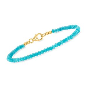 11.00 ct. t.w. Blue Apatite Bead Bracelet in 18kt Gold Over Sterling