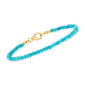 11.00 ct. t.w. Blue Apatite Bead Bracelet in 18kt Gold Over Sterling