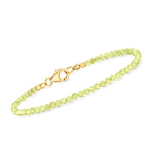 11.00 ct. t.w. Peridot Bead Bracelet in 18kt Gold Over Sterling