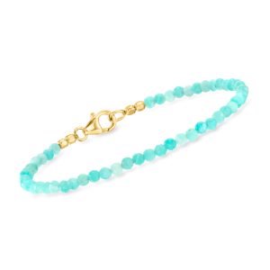 Amazonite Bead Bracelet in 18kt Gold Over Sterling