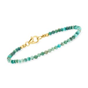 Green Turquoise Bead Bracelet in 18kt Gold Over Sterling