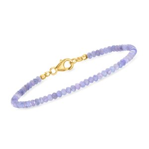 13.00 ct. t.w. Tanzanite Bead Bracelet in 18kt Gold Over Sterling