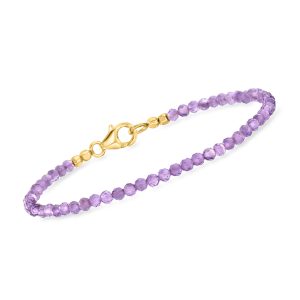 8.00 ct. t.w. Amethyst Bead Bracelet in 18kt Gold Over Sterling