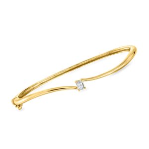 .25 Carat Emerald-Cut Lab-Grown Diamond Wavy Bangle Bracelet in 18kt Gold Vermeil