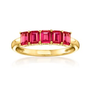 1.20 ct. t.w. Lab-Grown Ruby Ring in 18kt Gold Vermeil