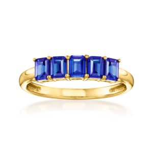 1.30 ct. t.w. Lab-Grown Sapphire Ring in 18kt Gold Vermeil