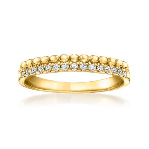 .15 ct. t.w. Lab-Grown Diamond and 18kt Gold Vermeil Beaded Two-Row Ring