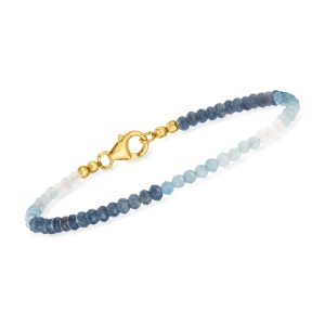 3mm Moonstone and 10.60 ct. t.w. Multi-Gemstone Bead Bracelet in 18kt Gold Over Sterling