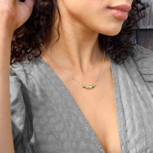 Italian Sterling Silver and 18kt Gold Over Sterling Beaded-Centerpiece Necklace. 16"