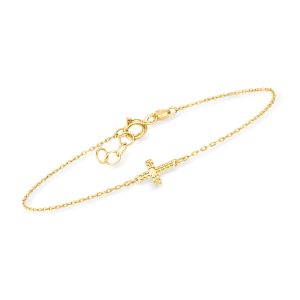 Italian 10kt Yellow Gold Sideways Cross Bracelet