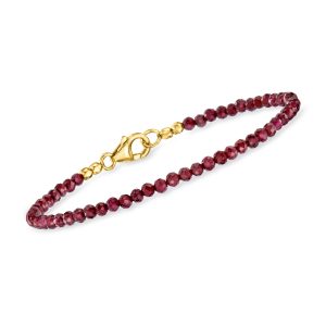 14.00 ct. t.w. Garnet Bead Bracelet in 18kt Gold Over Sterling