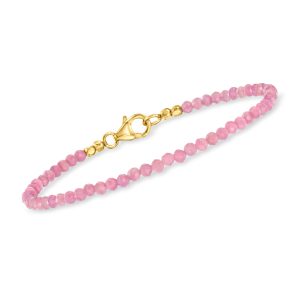 9.25 ct. t.w. Pink Tourmaline Bead Bracelet in 18kt Gold Over Sterling