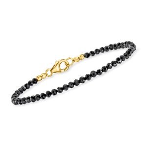 12.00 ct. t.w. Black Spinel Bead Bracelet in 18kt Gold Over Sterling