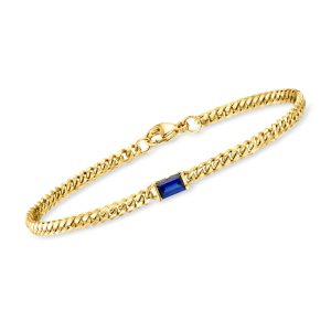 .30 Carat Lab-Grown Sapphire Curb-Link Bracelet in 18kt Gold Vermeil
