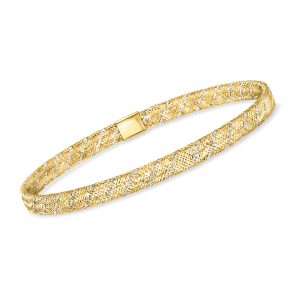 Italian 10kt Two-Tone Gold Mesh Stretch Bracelet