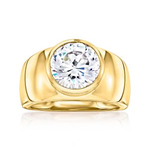 3.50 Carat Bezel-Set CZ Ring in 18kt Gold Over Sterling