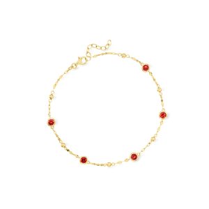 1.50 ct. t.w. Garnet Station Anklet in 18kt Gold Over Sterling. 9"