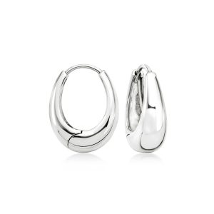 Sterling Silver Oval Hoop Earrings. 3/4"