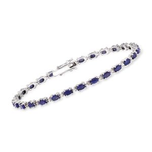 8.40 ct. t.w. Sapphire Bracelet with Diamonds in Sterling Silver