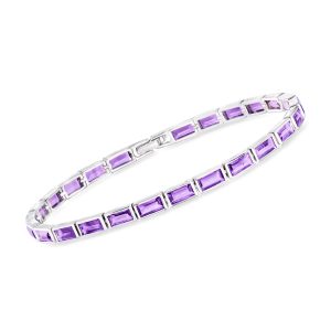 8.00 ct. t.w. Bezel-Set Baguette Amethyst Tennis Bracelet in Sterling Silver