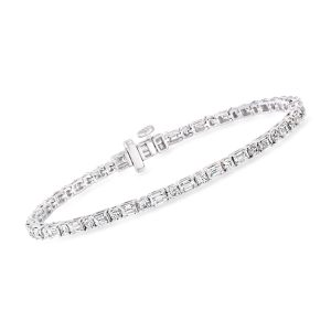 5.00 ct. t.w. Round and Emerald-Cut Lab-Grown Diamond Tennis Bracelet in 14kt White Gold. 7"