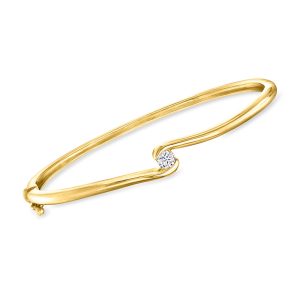 .25 Carat Lab-Grown Diamond Bypass Bangle Bracelet in 18kt Gold Vermeil