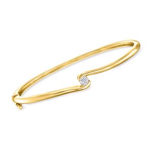 .25 Carat Lab-Grown Diamond Bypass Bangle Bracelet in 18kt Gold Vermeil